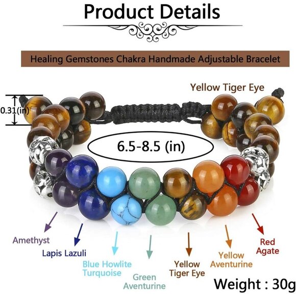 Yellow Tiger Eye Crystals Yoga Stone Bead Chakra Relax Bracelet for Womens Mens - Picture 7 of 7